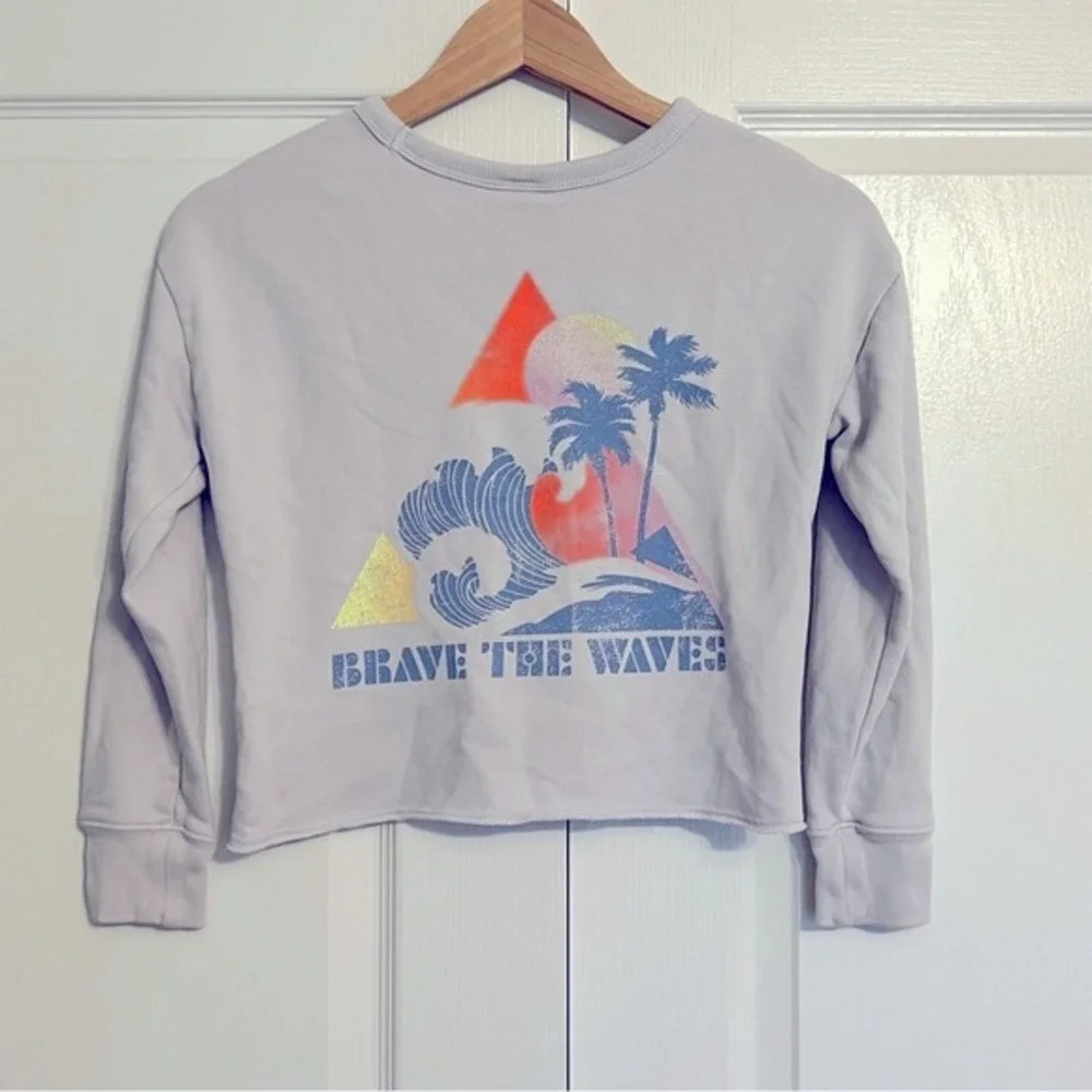 GAP Girls Cropped Brave The Waves Sweatshirt Lavender Blue Size‎ M (8) Beachy